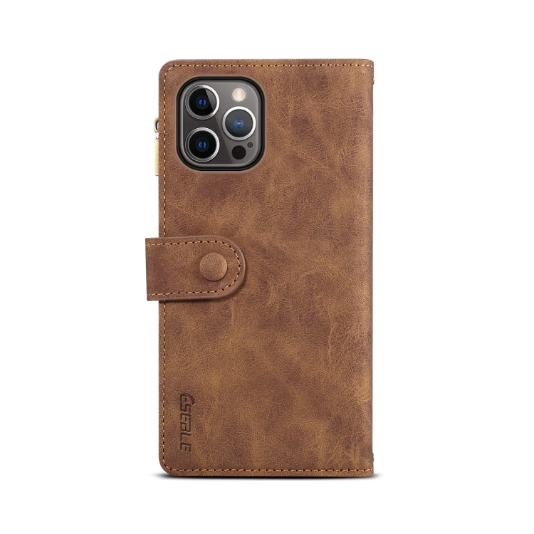 For iPhone 13 Pro Max Retro Frosted Horizontal Flip Leather Case with Holder & Card Slot & Wallet & Zipper Pocket & Lanyard (Brown) - iPhone 13 Pro Max Cases by buy2fix | Online Shopping UK | buy2fix