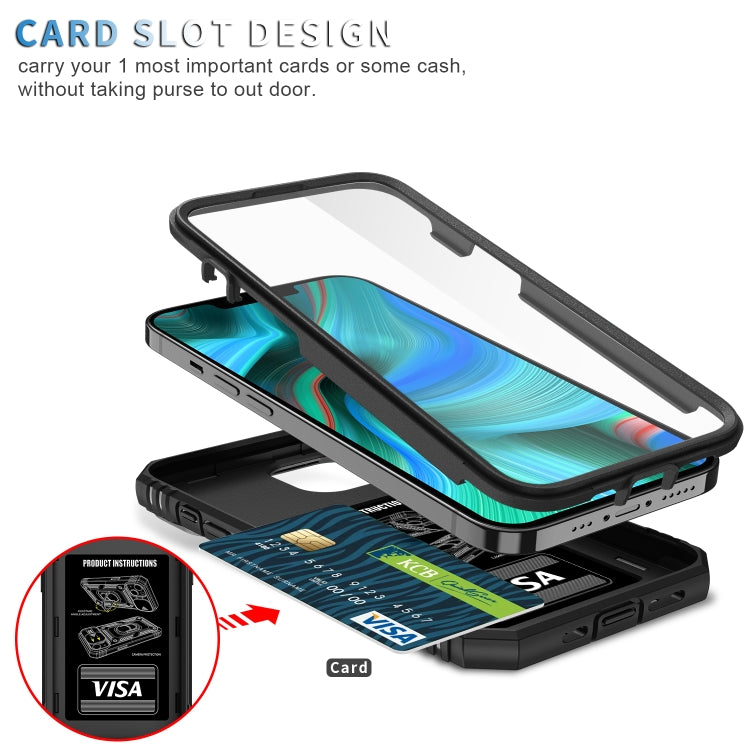 For iPhone 13 Pro Max Sliding Camera Cover Design TPU + PC Protective Case with 360 Degree Rotating Holder & Card Slot (Black+Black) - iPhone 13 Pro Max Cases by buy2fix | Online Shopping UK | buy2fix