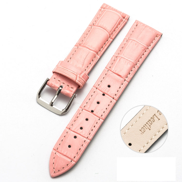 22mm Two-layer Cowhide Leather Bamboo Joint Texture Watch Band(Pink) - Watch Bands by buy2fix | Online Shopping UK | buy2fix