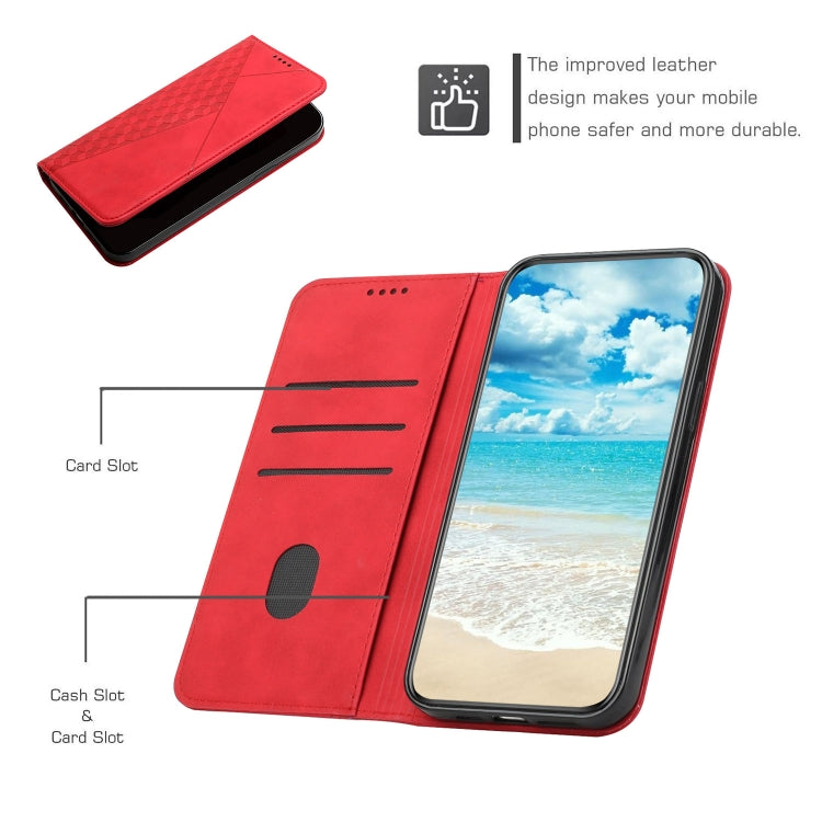 For Motorola Moto G30 / G10 Diamond Pattern Splicing Skin Feel Magnetic Horizontal Flip Leather Case with Card Slots & Holder & Wallet(Red) - Motorola Cases by buy2fix | Online Shopping UK | buy2fix