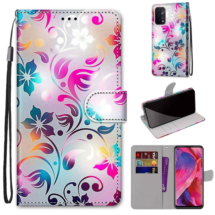 For OPPO A93 5G / A93s 5G / A54 5G / A74 5G Coloured Drawing Cross Texture Horizontal Flip PU Leather Case with Holder & Card Slots & Wallet & Lanyard(Gradient Colorful Flower) - OPPO Cases by buy2fix | Online Shopping UK | buy2fix