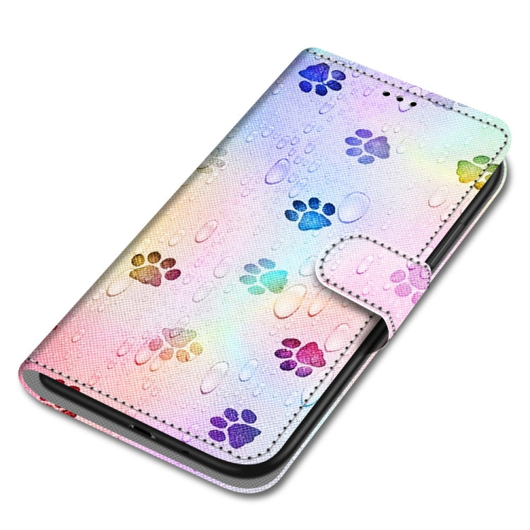 For ZTE Blade A51 Coloured Drawing Cross Texture Horizontal Flip PU Leather Case with Holder & Card Slots & Wallet & Lanyard(Footprint Water Drops) - ZTE Cases by buy2fix | Online Shopping UK | buy2fix