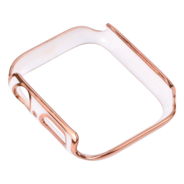 Dual-color Electroplating PC Protective Watch Case For Apple Watch Series 3 & 2 & 1 38mm(Rose Gold Edge + White Background) - Watch Cases by buy2fix | Online Shopping UK | buy2fix