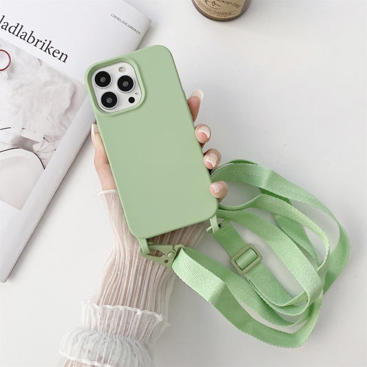 For iPhone 11 Pro Max Elastic Silicone Protective Case with Wide Neck Lanyard (Green) - iPhone 11 Pro Max Cases by buy2fix | Online Shopping UK | buy2fix