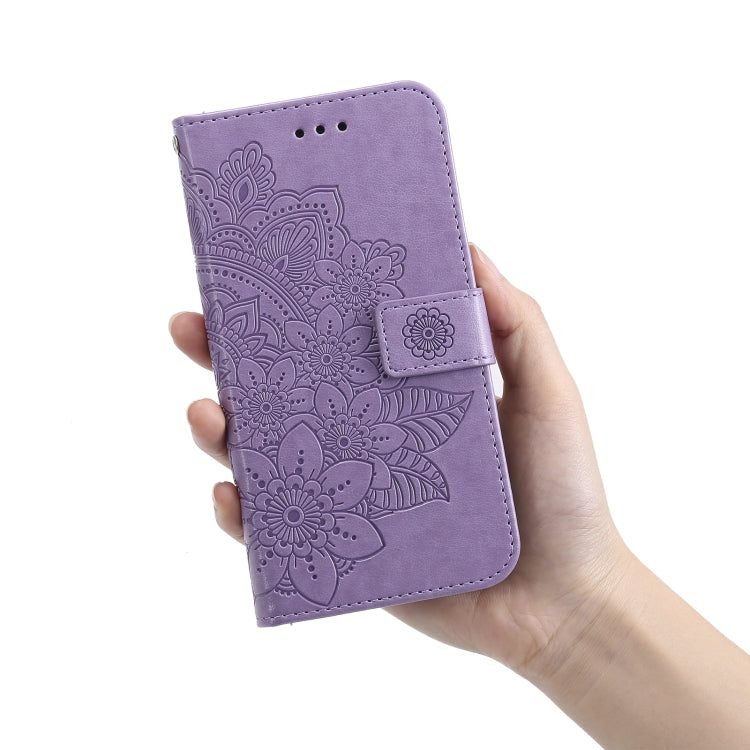 For Nokia G10 / G20 / 6.3 7-petal Flowers Embossing Pattern Horizontal Flip PU Leather Case with Holder & Card Slots & Wallet & Photo Frame(Light Purple) - Nokia Cases by buy2fix | Online Shopping UK | buy2fix