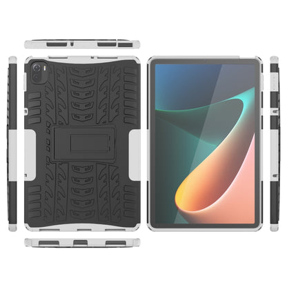 Tire Texture TPU + PC Shockproof Case with Holder For Xiaomi Pad 5 / 5 Pro(White) - More Tablet Cases by buy2fix | Online Shopping UK | buy2fix