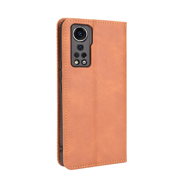 For ZTE Axon 30 5G Magnetic Buckle Retro Pattern Horizontal Flip Leather Case with Holder & Card Slot & Wallet(Brown) - ZTE Cases by buy2fix | Online Shopping UK | buy2fix