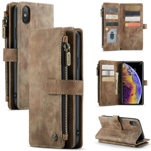 For iPhone XS Max CaseMe-C30 PU + TPU Multifunctional Horizontal Flip Leather Case with Holder & Card Slot & Wallet & Zipper Pocket(Brown) - More iPhone Cases by CaseMe | Online Shopping UK | buy2fix