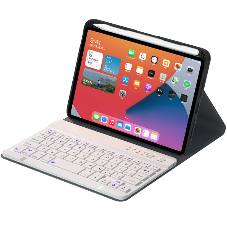 HK006 Square Keys Detachable Bluetooth Keyboard Leather Tablet Case with Holder for iPad mini 6(Black+White) - For iPad mini by buy2fix | Online Shopping UK | buy2fix