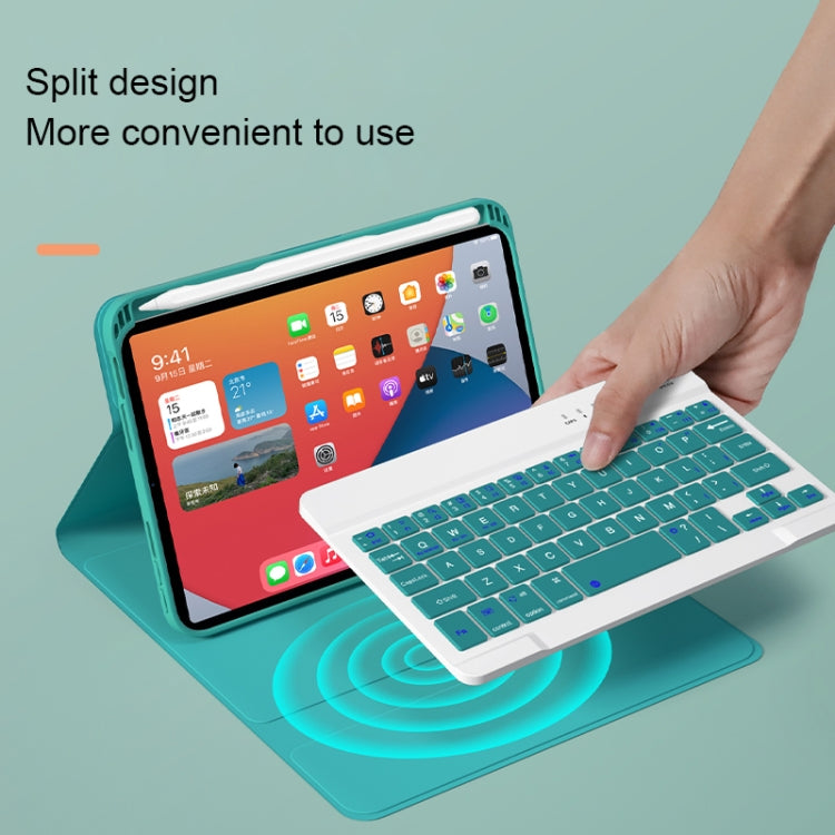 HK006D Square Keys Detachable Bluetooth Solid Color Keyboard Leather Tablet Case with Colorful Backlight & Holder for iPad mini 6(Black+White) - For iPad mini by buy2fix | Online Shopping UK | buy2fix