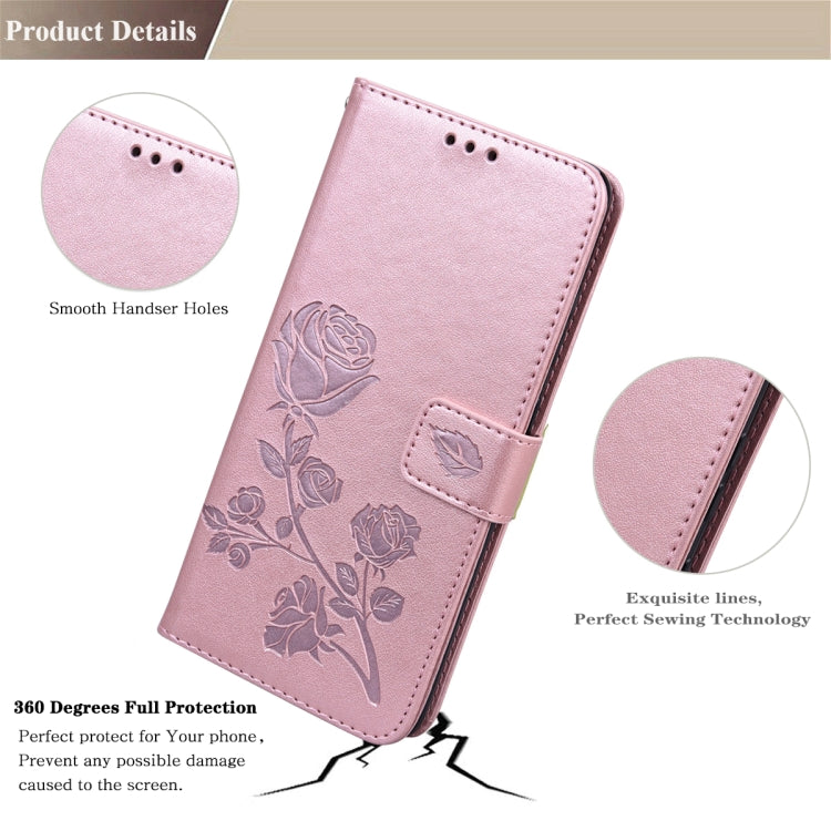 For iPhone 13 Pro Rose Embossed Horizontal Flip PU Leather Case with Holder & Card Slots & Wallet (Rose Gold) - iPhone 13 Pro Cases by buy2fix | Online Shopping UK | buy2fix