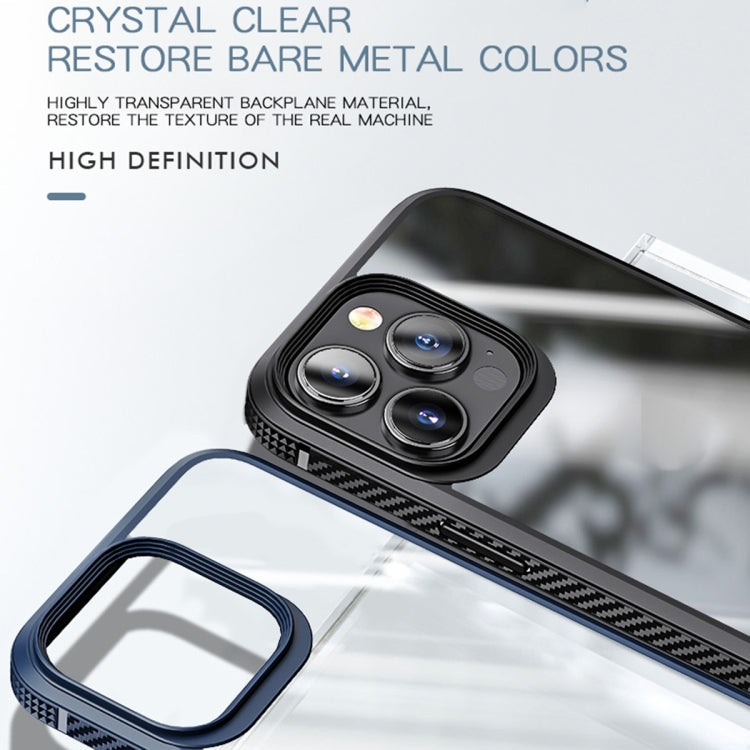 For iPhone 13 MG Series Carbon Fiber TPU + Clear PC Four-corner Airbag Shockproof Case(White) - iPhone 13 Cases by buy2fix | Online Shopping UK | buy2fix