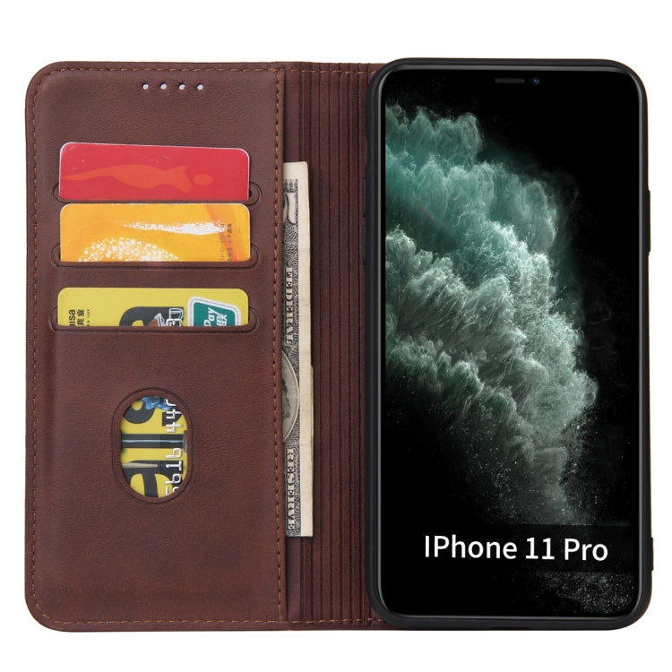 For iPhone 11 Calf Texture Magnetic Horizontal Flip Leather Case with Holder & Card Slots & Wallet (Brown) - iPhone 11 Cases by buy2fix | Online Shopping UK | buy2fix