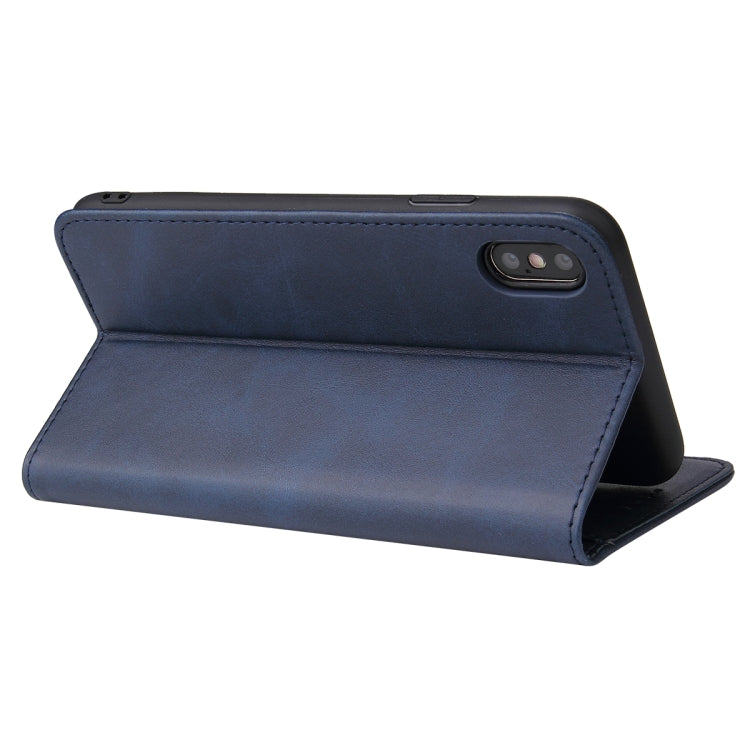 For iPhone XS Max Calf Texture Magnetic Horizontal Flip Leather Case with Holder & Card Slots & Wallet(Blue) - More iPhone Cases by buy2fix | Online Shopping UK | buy2fix