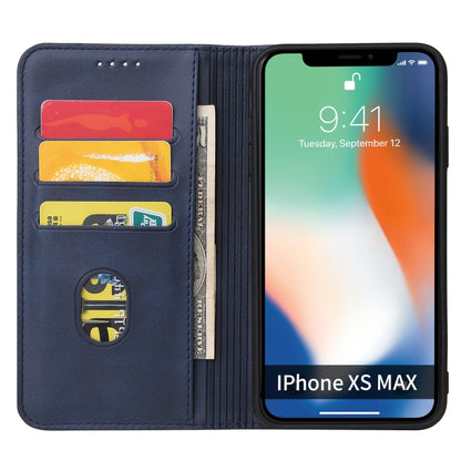 For iPhone XS Max Calf Texture Magnetic Horizontal Flip Leather Case with Holder & Card Slots & Wallet(Blue) - More iPhone Cases by buy2fix | Online Shopping UK | buy2fix