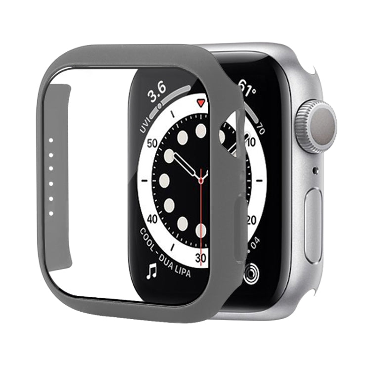 Shockproof PC Protective Case with Tempered Glass Film For Apple Watch Series 8 / 7 41mm(Grey) - Watch Cases by buy2fix | Online Shopping UK | buy2fix