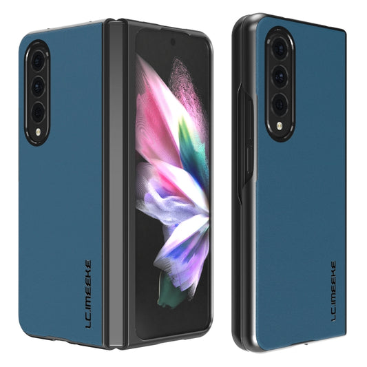 For Samsung Galaxy Z Fold3 5G LC.IMEEKE Shock-resistant Plain Leather All-inclusive Protective Case(Blue) - Galaxy Phone Cases by LC.IMEEKE | Online Shopping UK | buy2fix