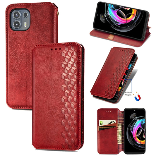 For Motorola Edge 20 Lite Cubic Grid Pressed Horizontal Flip Magnetic PU Leather Case with Holder & Card Slots & Wallet(Red) - Motorola Cases by buy2fix | Online Shopping UK | buy2fix