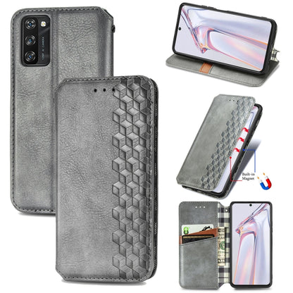 For Blackview A100 Cubic Grid Pressed Horizontal Flip Magnetic PU Leather Case with Holder & Card Slots & Wallet(Grey) - More Brand by buy2fix | Online Shopping UK | buy2fix