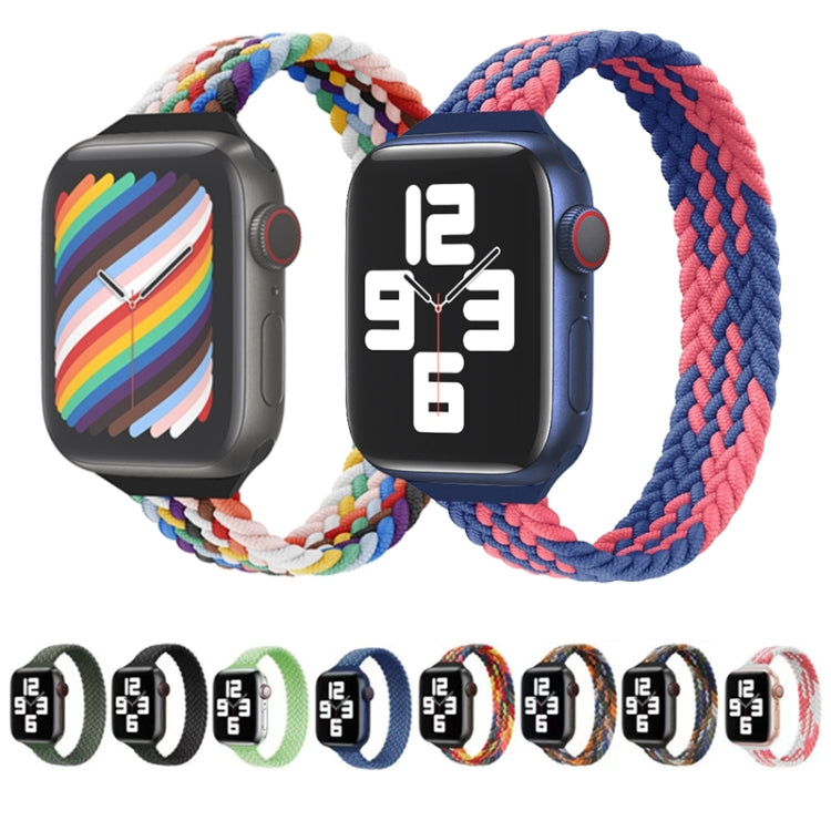 Small Waist Single Loop Nylon Braid Watch Band For Apple Watch Ultra 49mm&Watch Ultra 2 49mm / Series 9&8&7 45mm / SE 3&SE 2&6&SE&5&4 44mm / 3&2&1 42mm, Size:S 145mm(Cowboy Colorful) - Watch Bands by buy2fix | Online Shopping UK | buy2fix