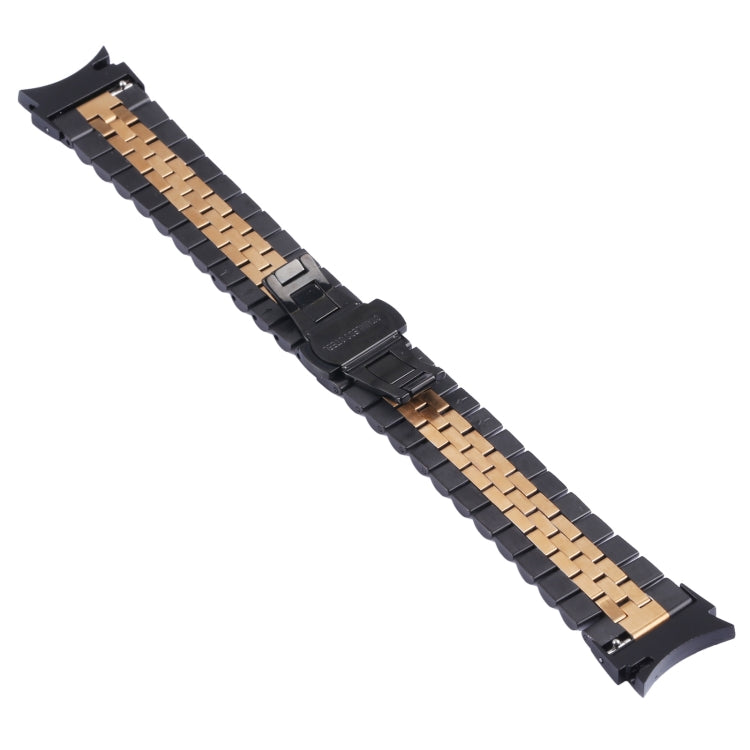 For Samsung Galaxy Watch4 40mm/44mm Five-bead Stainless Steel Watch Band(Black Rose Gold) - Watch Bands by buy2fix | Online Shopping UK | buy2fix