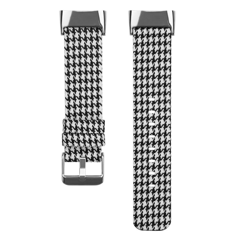 For Fitbit Charge 5 Nylon Canvas Watch Band(Black White Grid) - Watch Bands by buy2fix | Online Shopping UK | buy2fix