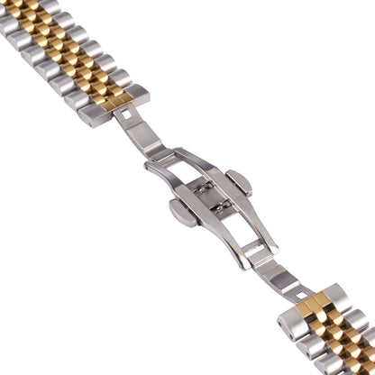 20mm Five-bead Stainless Steel Watch Band(Silver Gold) - 20mm Bands by buy2fix | Online Shopping UK | buy2fix
