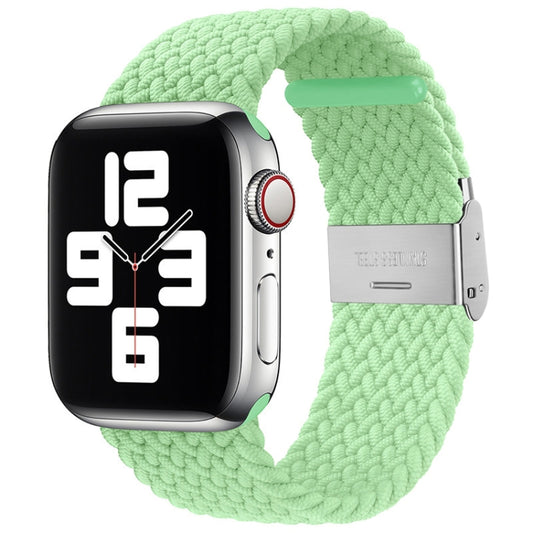 Nylon Braid One Buckle Watch Band For Apple Watch Series 9&8&7 41mm / SE 3&SE 2&6&SE&5&4 40mm / 3&2&1 38mm(Pistachio) - Watch Bands by buy2fix | Online Shopping UK | buy2fix