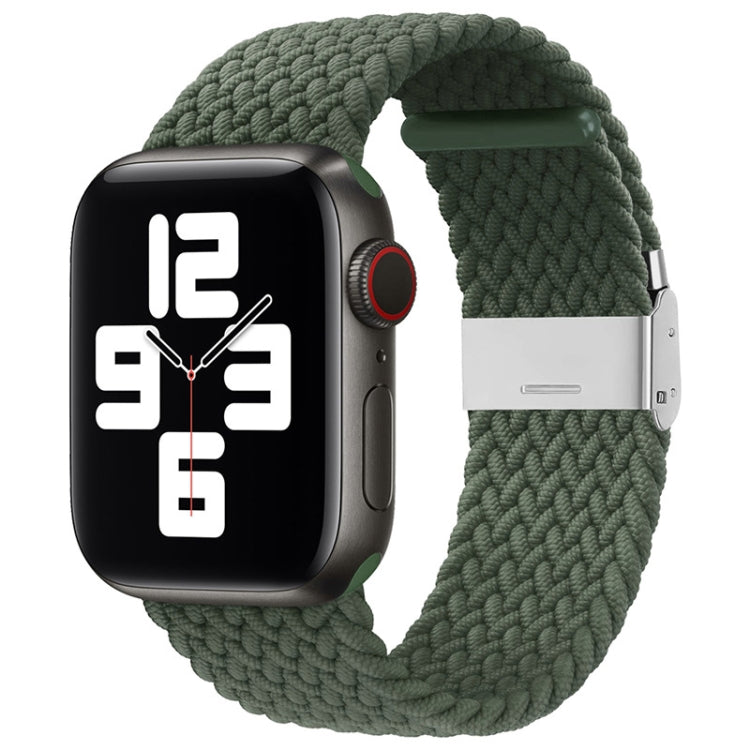 Nylon Braid One Buckle Watch Band For Apple Watch Ultra 49mm&Watch Ultra 2 49mm / Series 9&8&7 45mm / SE 3&SE 2&6&SE&5&4 44mm / 3&2&1 42mm(Dark Olive) - Watch Bands by buy2fix | Online Shopping UK | buy2fix