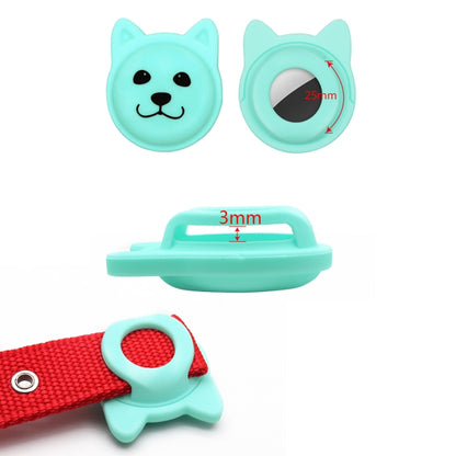 Serious Face Cute Cartoon Pet Collar Anti-lost Tracker Silicone Case For AirTag(Dark Green) - Pet Series by Mutural | Online Shopping UK | buy2fix