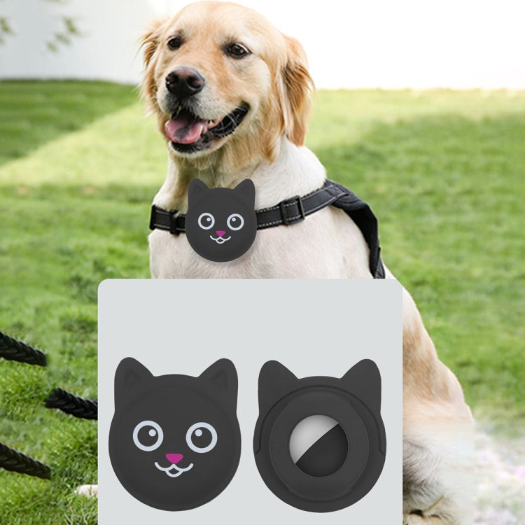 Serious Face Cute Cartoon Pet Collar Anti-lost Tracker Silicone Case For AirTag(Black) - Pet Series by Mutural | Online Shopping UK | buy2fix