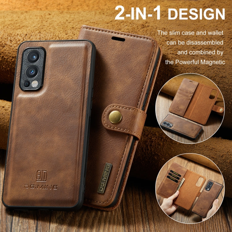 For OnePlus Nord N200 5G DG.MING Crazy Horse Texture Flip Detachable Magnetic Leather Case with Holder & Card Slots & Wallet(Brown) - OnePlus Cases by DG.MING | Online Shopping UK | buy2fix