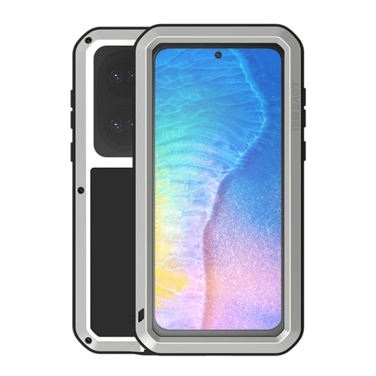 For Huawei P50 LOVE MEI Metal Shockproof Waterproof Dustproof Protective Phone Case with Glass(Silver) - Huawei Cases by LOVE MEI | Online Shopping UK | buy2fix