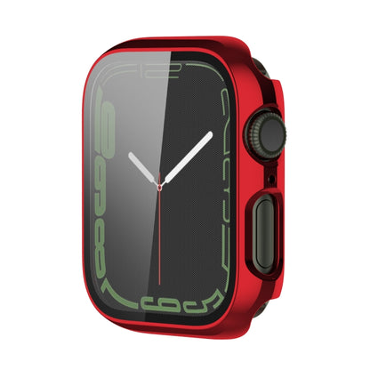 Electroplating Shockproof PC Protective Case with Tempered Glass Film For Apple Watch Series 9 / 8 / 7 41mm(Red) - Watch Cases by buy2fix | Online Shopping UK | buy2fix