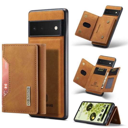 For Google Pixel 6 Pro DG.MING M2 Series 3-Fold Multi Card Bag Back Cover Leather Phone Case(Brown) - Google Cases by DG.MING | Online Shopping UK | buy2fix