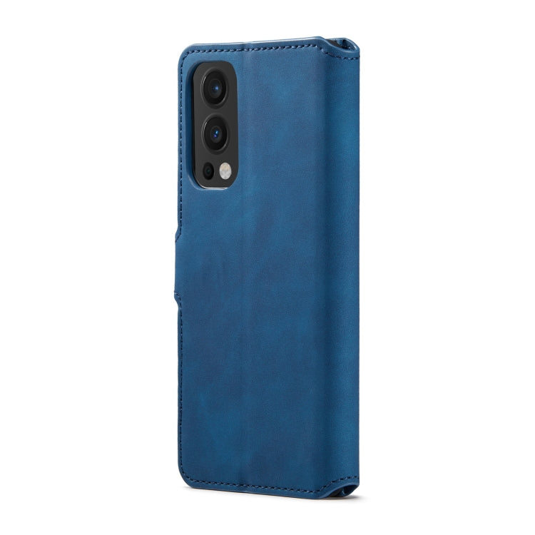 For OnePlus Nord 2 DG.MING Retro Oil Side Horizontal Flip Leather Case with Holder & Card Slots & Wallet(Blue) - OnePlus Cases by DG.MING | Online Shopping UK | buy2fix