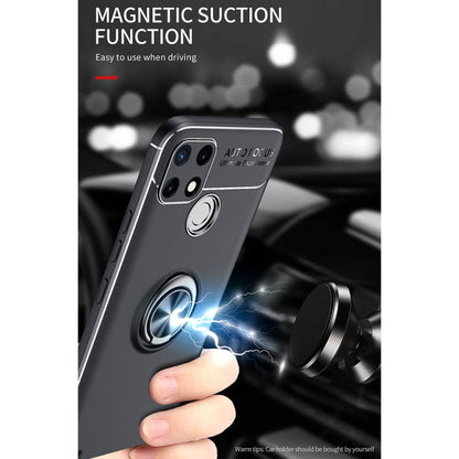 For OPPO Realme C21Y Metal Ring Holder TPU Phone Case(Black Blue) - Realme Cases by buy2fix | Online Shopping UK | buy2fix