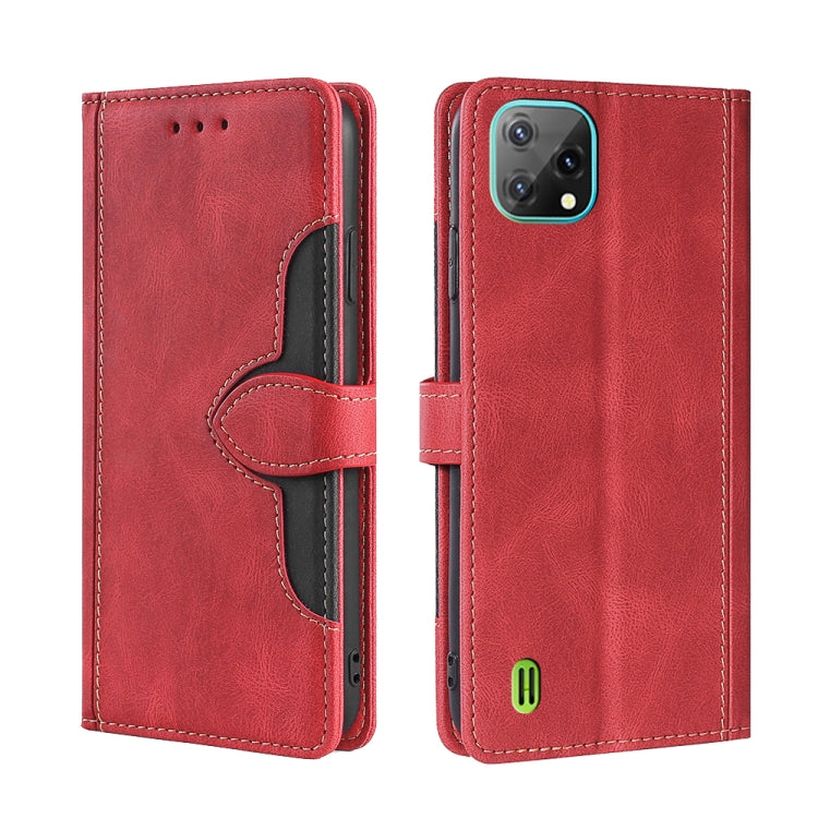 For Blackview A55 Skin Feel Straw Hat Magnetic Buckle Leather Phone Case(Red) - More Brand by buy2fix | Online Shopping UK | buy2fix