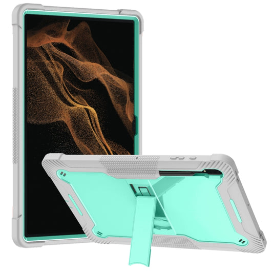 For Samsung Galaxy Tab S9  Ultra / S8 Ultra Silicone + PC Shockproof Protective Tablet Case(Grey + Green) - Galaxy Tab S8 Ultra Cases by buy2fix | Online Shopping UK | buy2fix