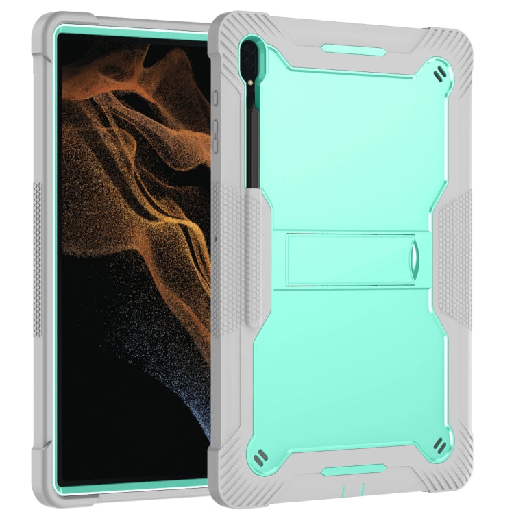 For Samsung Galaxy Tab S9  Ultra / S8 Ultra Silicone + PC Shockproof Protective Tablet Case(Grey + Green) - Galaxy Tab S8 Ultra Cases by buy2fix | Online Shopping UK | buy2fix