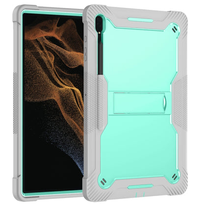 For Samsung Galaxy Tab S9  Ultra / S8 Ultra Silicone + PC Shockproof Protective Tablet Case(Grey + Green) - Galaxy Tab S8 Ultra Cases by buy2fix | Online Shopping UK | buy2fix