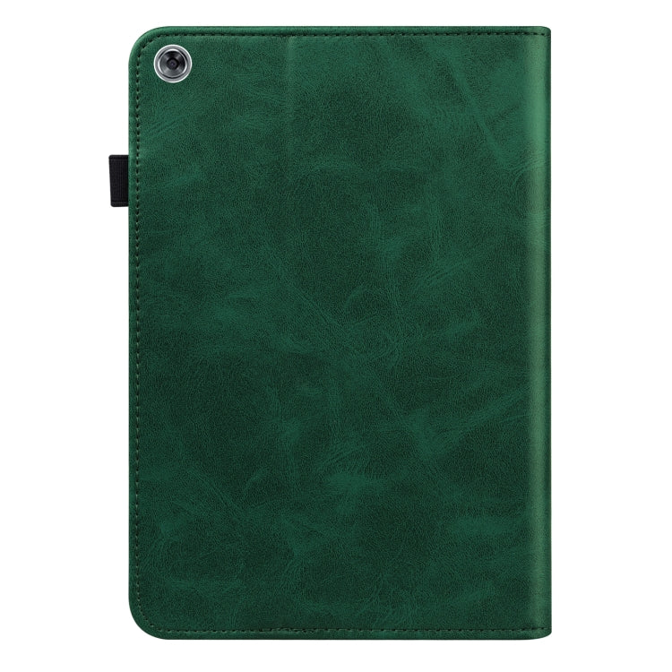 For Huawei MediaPad M5 Lite 10.1 Solid Color Embossed Striped Leather Case(Green) - Ulefone Cases by buy2fix | Online Shopping UK | buy2fix