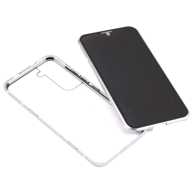 For Samsung Galaxy S22 5G Anti-peeping Magnetic Double-sided Tempered Glass Phone Case(Silver) - Galaxy S22 5G Cases by buy2fix | Online Shopping UK | buy2fix