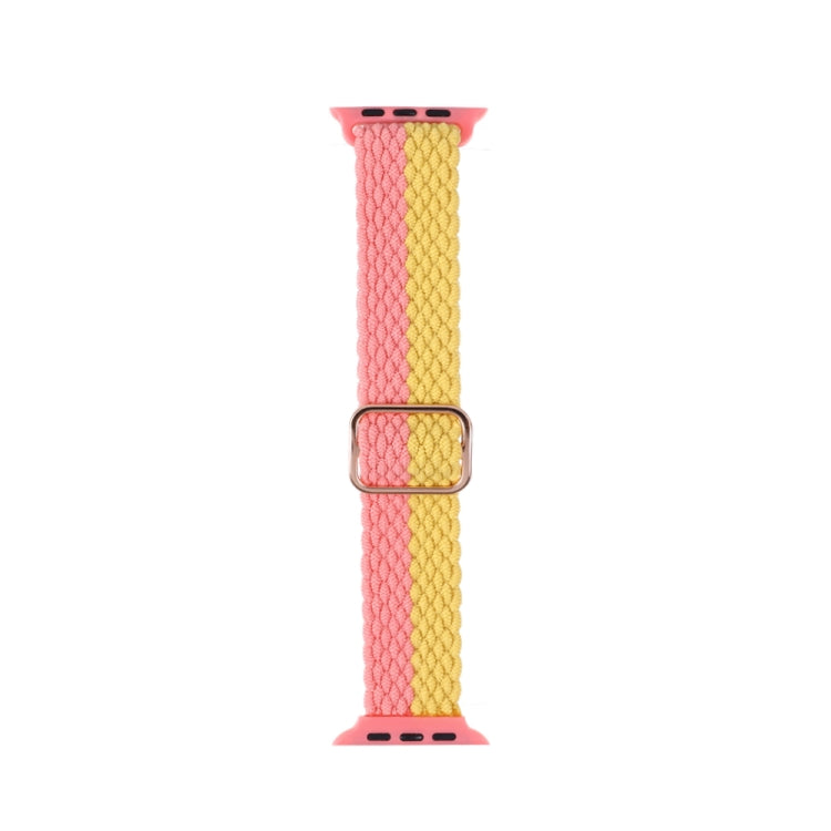 Nylon Braid Watch Band For Apple Watch Ultra 49mm&Watch Ultra 2 49mm / Series 9&8&7 45mm / SE 3&SE 2&6&SE&5&4 44mm / 3&2&1 42mm(Pink+Yellow) - Watch Bands by buy2fix | Online Shopping UK | buy2fix