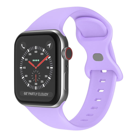 Butterfly Buckle Silicone Watch Band, Size: S For Apple Watch Ultra 49mm&Watch Ultra 2 49mm / Series 9&8&7 45mm / SE 3&SE 2&6&SE&5&4 44mm / 3&2&1 42mm(Purple) - Watch Bands by buy2fix | Online Shopping UK | buy2fix