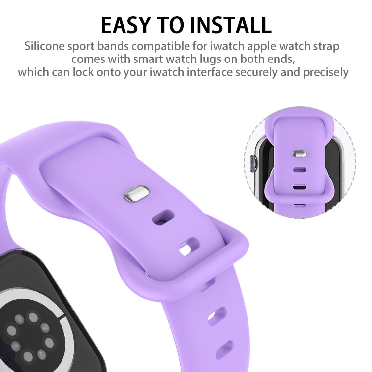 Butterfly Buckle Silicone Watch Band, Size: S For Apple Watch Ultra 49mm&Watch Ultra 2 49mm / Series 9&8&7 45mm / SE 3&SE 2&6&SE&5&4 44mm / 3&2&1 42mm(Lavender) - Watch Bands by buy2fix | Online Shopping UK | buy2fix