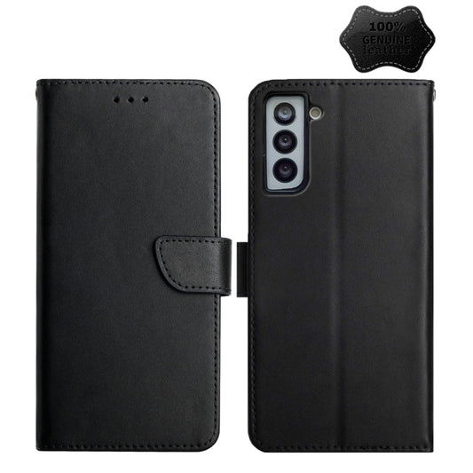 For Samsung Galaxy S21+ 5G Genuine Leather Fingerprint-proof Horizontal Flip Phone Case(Black) - Galaxy S21+ 5G Cases by buy2fix | Online Shopping UK | buy2fix