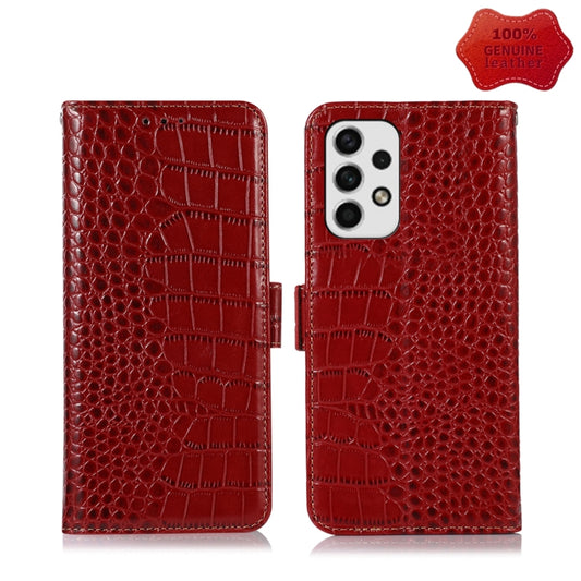 For Samsung Galaxy A53 5G Crocodile Top Layer Cowhide Leather Phone Case(Red) - Galaxy Phone Cases by buy2fix | Online Shopping UK | buy2fix