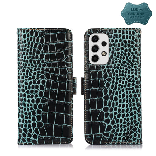 For Samsung Galaxy A73 5G Crocodile Top Layer Cowhide Leather Phone Case(Green) - Galaxy Phone Cases by buy2fix | Online Shopping UK | buy2fix