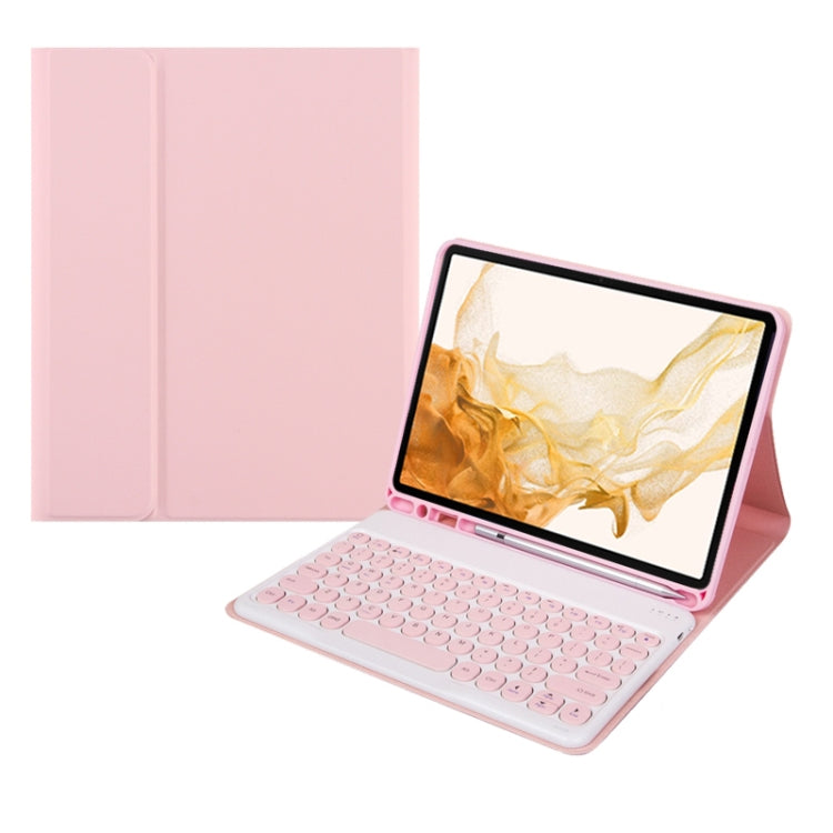 +X3 Universal Candy Color Round Keys Bluetooth Keyboard Leather Case(Light Pink) - Universal Keyboard by buy2fix | Online Shopping UK | buy2fix